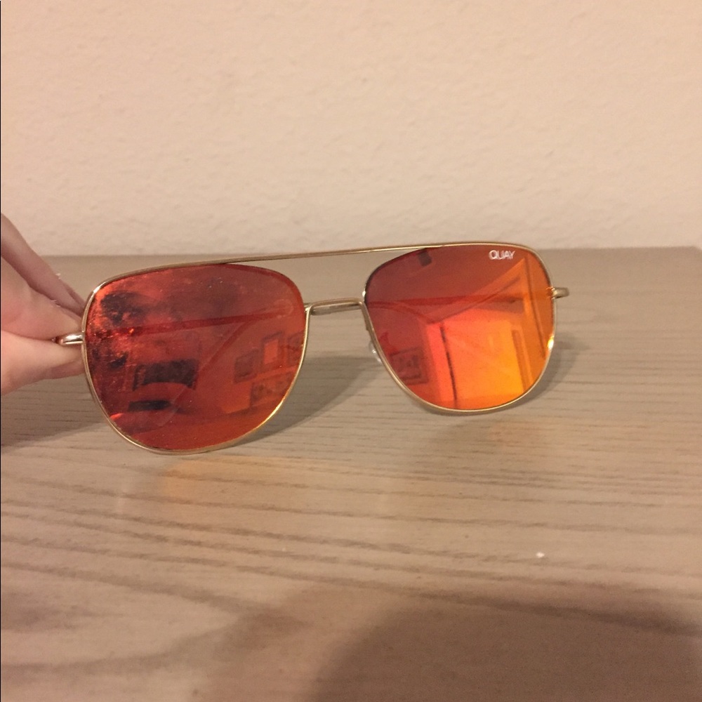quay reflective orange sunglasses